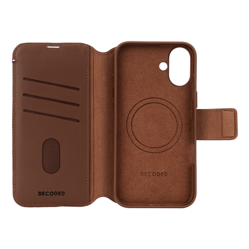 DECODED Leather Wallet Case for iPhone 16 Plus - Tan